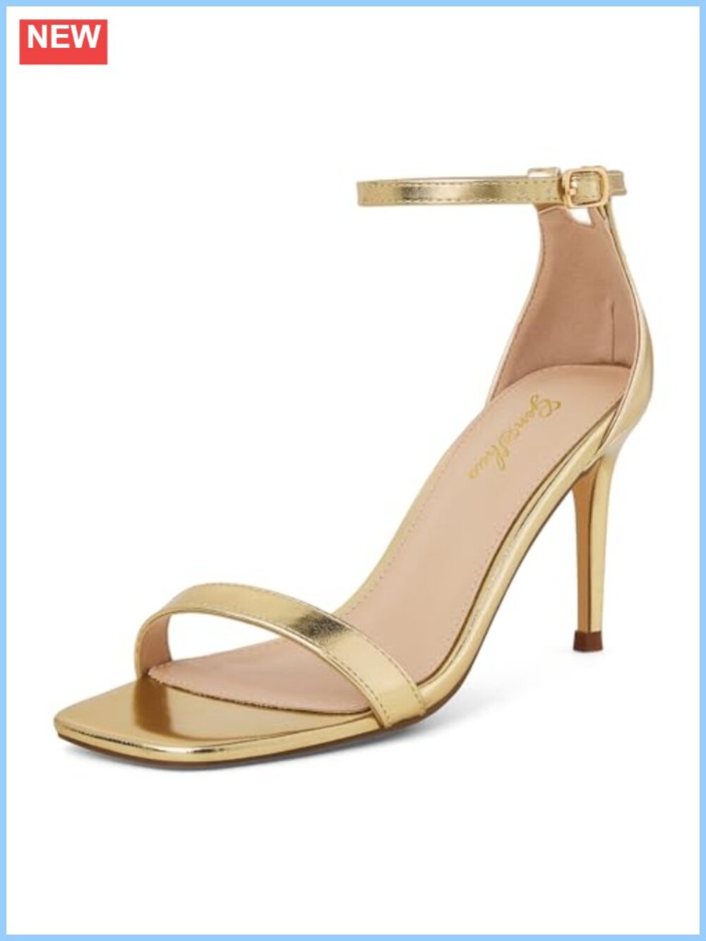 Strappy Square Toe Stiletto Heels Open Toe Ankle Strap
